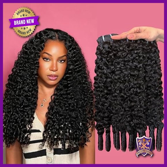 3-Piece Virgin Human Hair Extensions 20-24 Inch Water Wave Curly Bundles